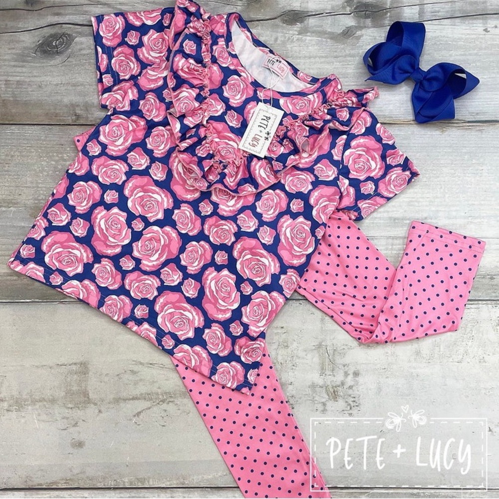 Pete and Lucy Pop of Roses floral girls set, 7/8